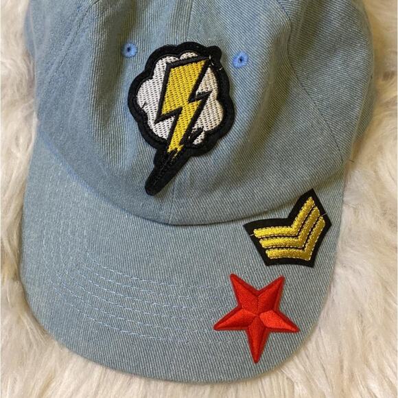 Steve Madden Denim Hat Womens Bolts Patch Adjustable Back Blue - Picture 7 of 10